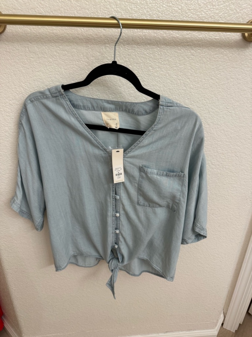 Harper Light Blue Tie-Front Crop Top